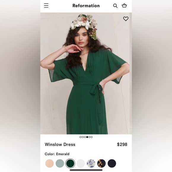 Reformation Winslow dress in Emerald (new) - Picture 6 of 7